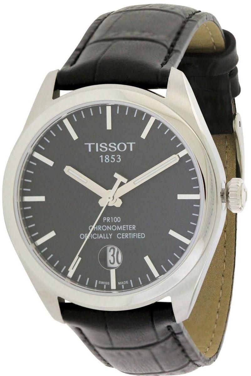 Tissot Black Leather Black dial Watch for Men's T1014511605100