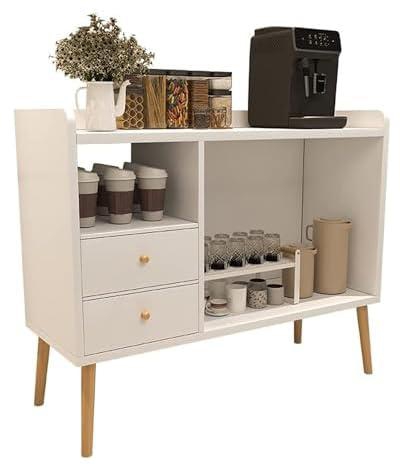 Woodx Coffee Corner Cabinet with Storage, Modern Sideboard Buffet Storage Cabinet with drawer, White Accent Table Console Cabinet for Home
