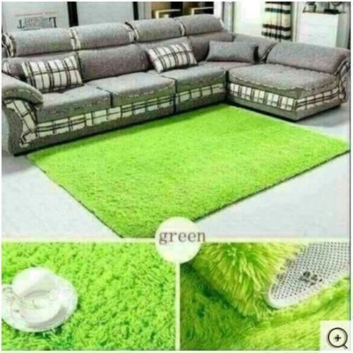 Fluffy Beautiful Shaggy Fluffy Carpet- Green