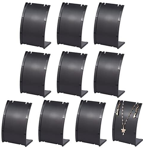 FINGERINSPIRE 10 PCS Curved Necklace Display Stand, Plastic Long Chain Necklace Holder Stand, Jewelry Showcase Stand for Pendant, Hook Earrings, Jewelry Showing, Retail Selling and More