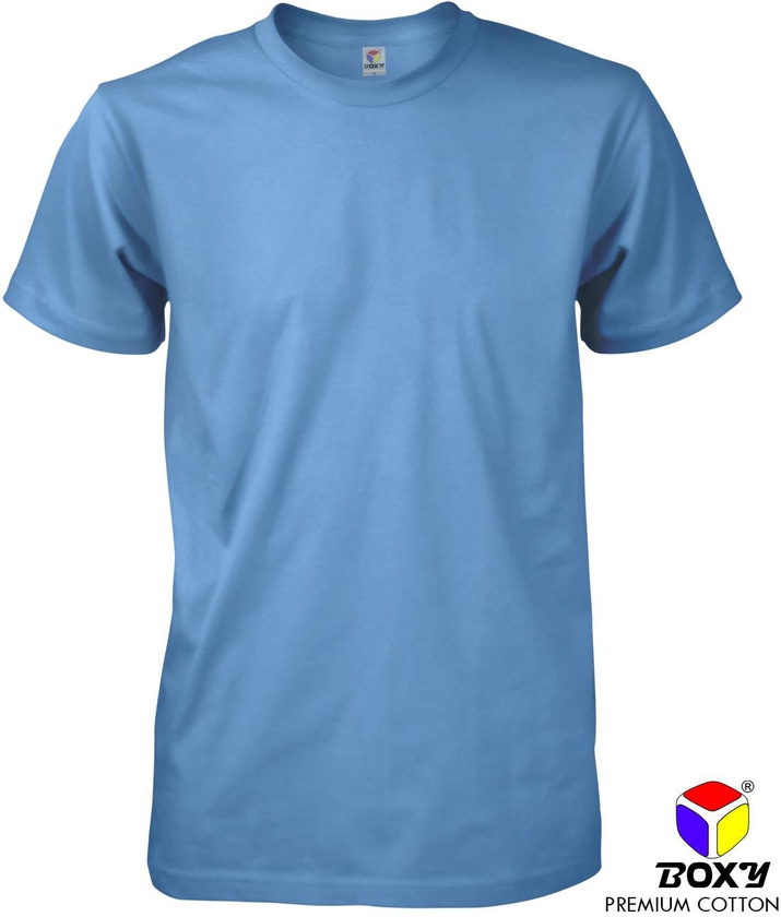 Boxy Premium Cotton Round Neck T-shirt - 7 Sizes (Sky Blue)
