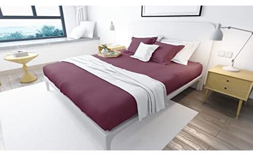 بيد ان هوم, طقم ملاية سرير باستك - 3 قطع - نبيتي (160×200 سم)، قطن، 160x200cm، خمري