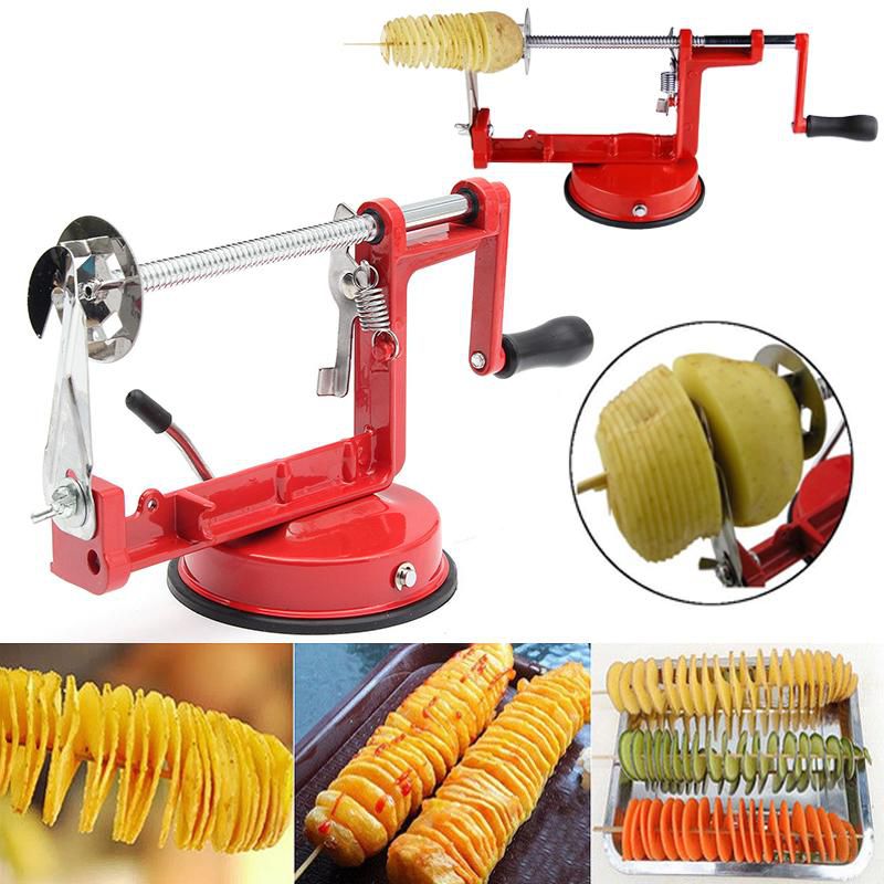 GTE 3-In-1 Kitchen Sink Manual Potato Carrot Slicer Cutter (Red)