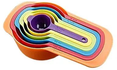 Measuring Cup and Spoon Set - Stackable Colorful Plastic for Kitchen Baking tools