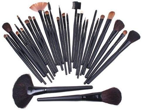 32 Pcs Makeup Brush Kit One Complete Set with Makeup Brushes and Black Leather Case