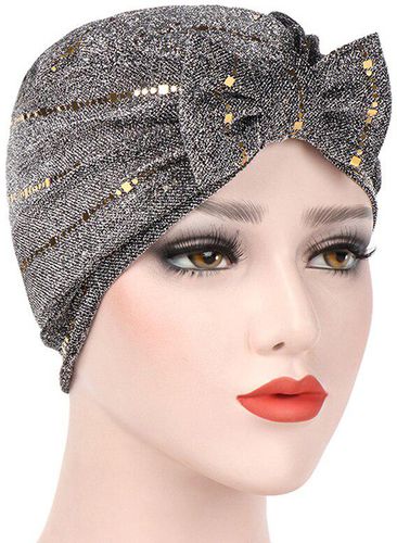 Turban Cap Solid Color Baotou Cap Bow Bright Silk Traditional Muslim Hat
