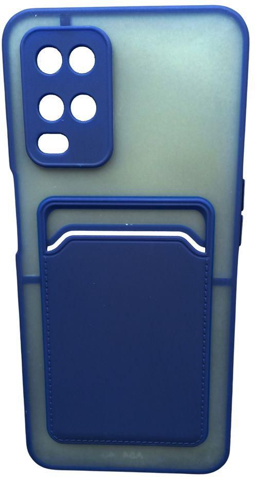 Shockproof Card Holder Matte Case For Oppo A54 - Blue