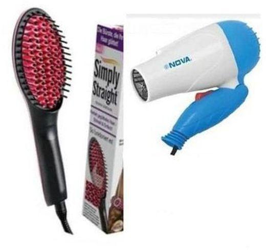 Simply Straight Hair Straightener Brush/comb With Free Hair Dryer(Electric)