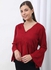 V-Neck Flared Sleeve Top Maroon Solid