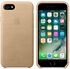 Leather Back Cover Case for Apple iPhone 7 Plus with Glass Screen Protector - Gold