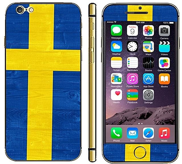 Generic Swidish Flag Pattern Mobile Phone Decal Stickers for iPhone 6 & 6S