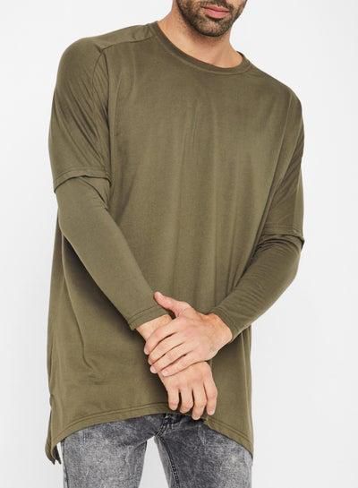 Oversized Longline T-Shirt Khaki