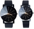Quartz couple Quartz Dial Clock Leather Wrist Watch Black.