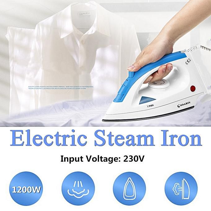UNIVERSAL Steamer Steam Iron 1200W 220V Portable Non-stick Garment Clothes Ironing Travel-White & Blue