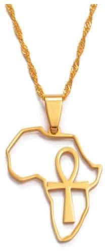 Cleopatra 18k Gold Plated Africa With Key Of Life Necklace -Handmade-Best Gift For Women/Men,Jewellery.