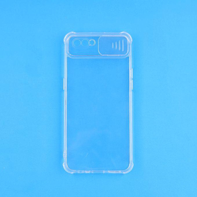Oppo Transparent Silicone Shockproof Cover With Camera Slider For Oppo A1K Mobile - Clear