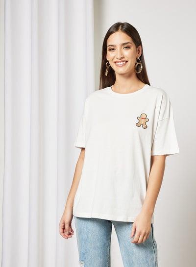 Embroidered Gingerbread T-Shirt White