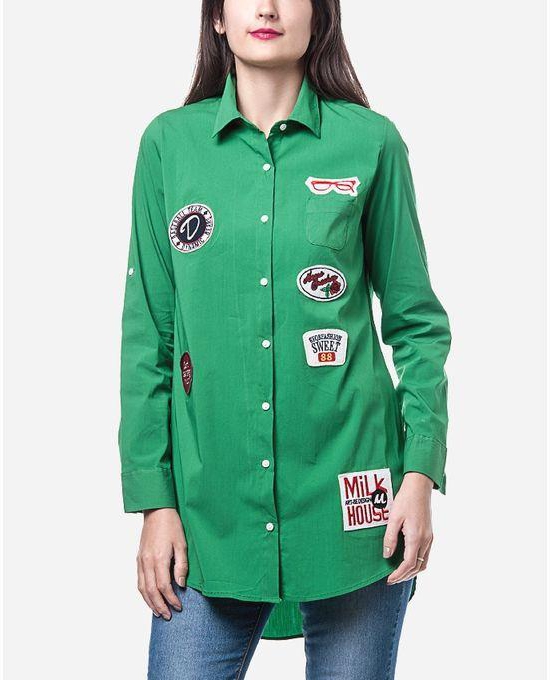 Femina Badged Long Shirt - Green