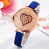GAIETY Women's Peach Heart Leather Band Dress Watch Rose Gold Tone G518