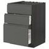 METOD / MAXIMERA Base cab f sink+3 fronts/2 drawers, black/Nickebo matt anthracite, 60x60 cm - IKEA