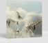 Surreal Image Representing Four Giraffe Walking in the Clouds