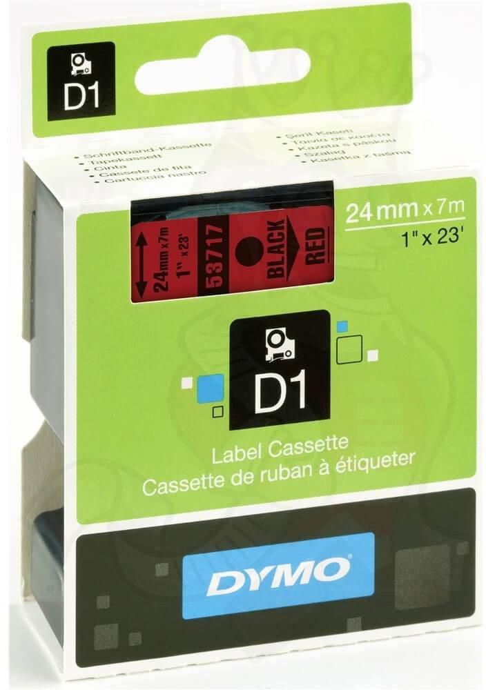 Dymo 53717, D1 Tape, 24mm x 7m, Black on Red