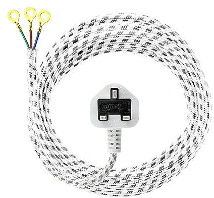 Melfi™ UK Plug Electric Iron Cord 13A with Power Supply Lead Extension Cable-3m