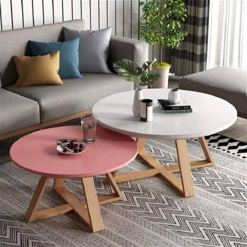 Coffee Table Set, White/Pink - CT055