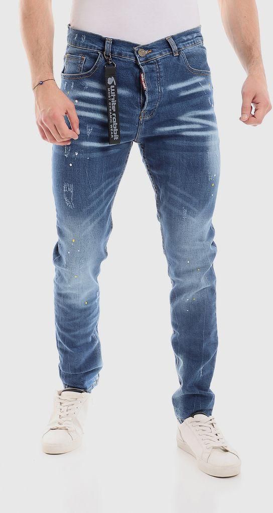 White Rabbit Front Scratch Wah Out Casual Jeans - Standard Blue