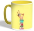 Woman Hand Accessories Printed Coffee Mug Yellow 11ounce