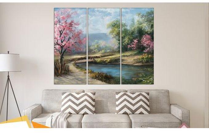 R18-345 Modern Tableau Wall Hanging Set Of 3 - Multi Color