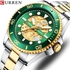 Curren 8412 Silver Green Gold Stainless Steel Analog Watch For Men