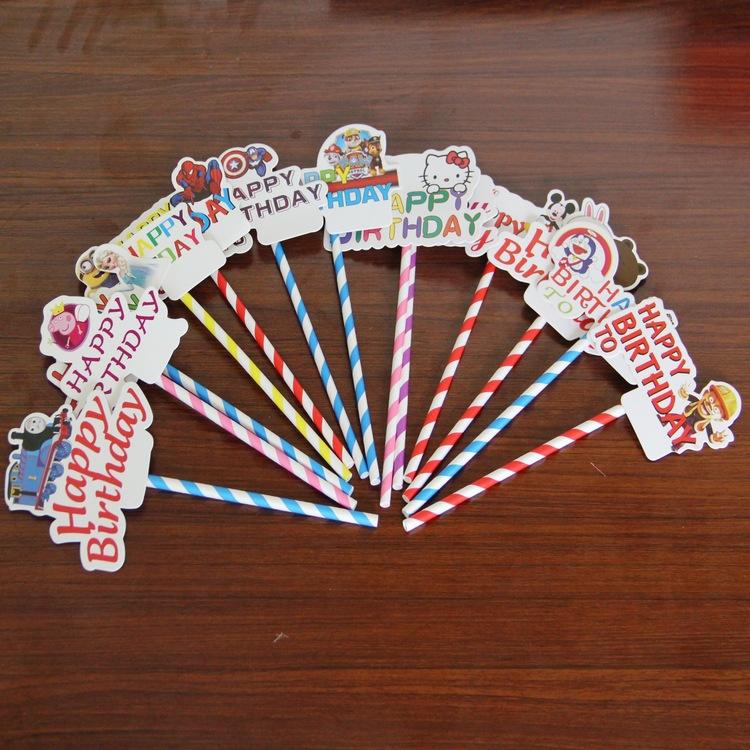 Lsthometrading DIY Happy Birthday Cake Topper Flags (As Picture)
