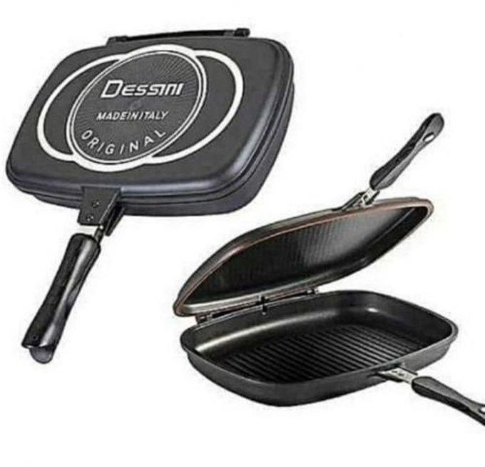 Dessini Double Sided Die Cast Made In Italy Grill Pan 40cm - Black