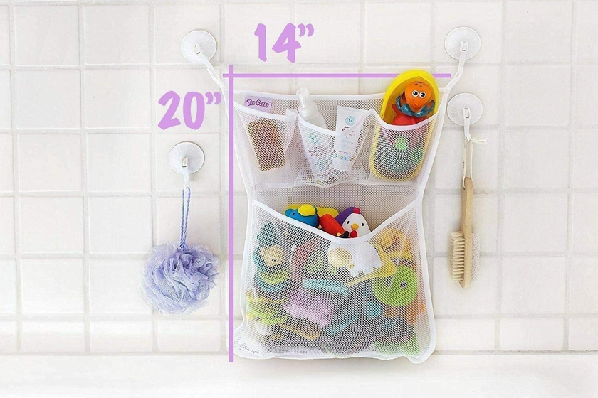 Generic Skeido Bath Toy Organizer - Xl Baby Bath Toys Bin With 3 Extra Pockets For Soaps &amp; Shampoos Mold Resistant Quick Dry Mesh