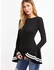 SheIn Black Striped Bell Sleeve Ribbed T-shirt