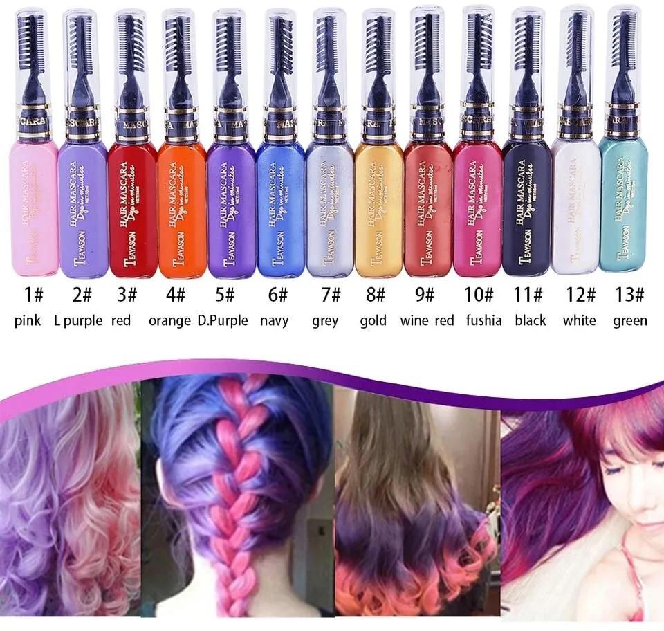 One-off Hair Color Dye Temporary Non-toxic DIY Hair Color Mascara Washable One-time Hair Dye Crayons