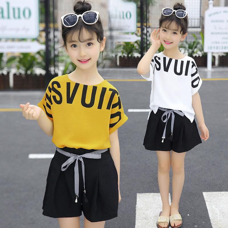 Koolkidzstore Girls Suit Letter Top With Black Pants - 6 Sizes (3 Colors)