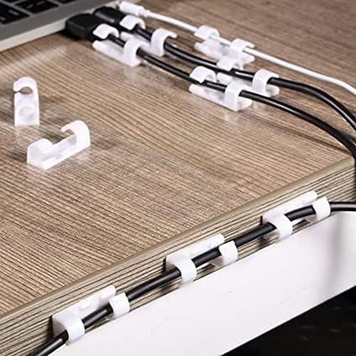 Cable Management Self Adhesive Cord Organizer, Cable Organizer Holder, Electrical Wire Clips, Cable Clip for TV, Computer, Laptop, Ethernet Cable, Desktop, Home, Office, 20 Pack (White)
