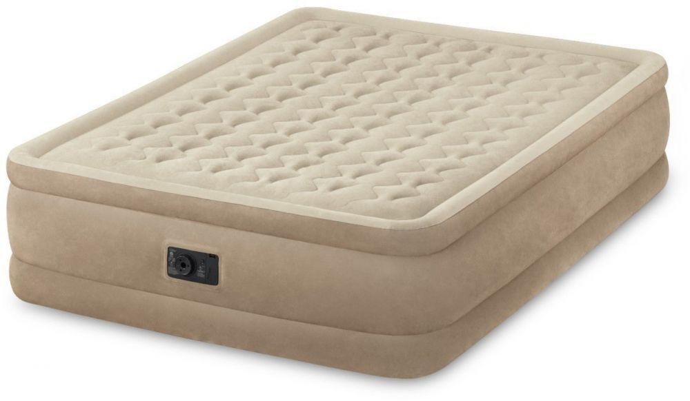 Intex 64458 Comfort Plush Dura Beam Air Bed Queen Size with built-in Electric Air Pump