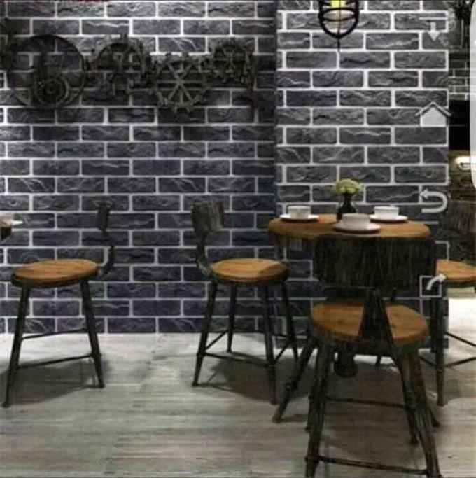 Adore Decor Modern Black Bricks Wallpaper - 5.3 Sqm