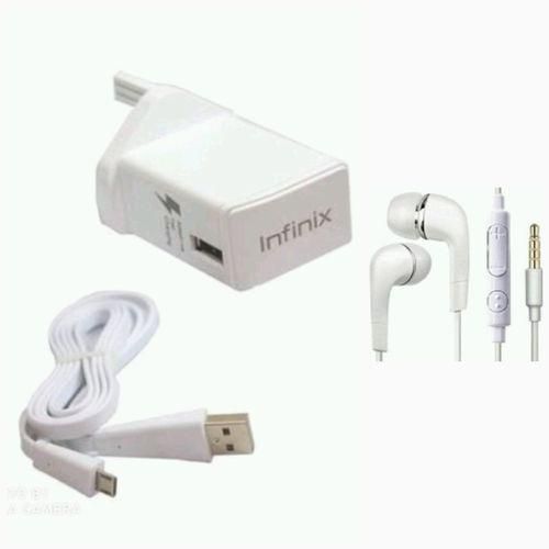 Infinix Fast Charger + FREE Earpiece And USB Cable- White
