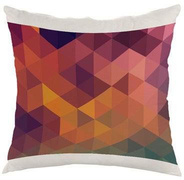 Triangles Printed Cushion Cover Purple/Pink/Yellow 40x40centimeter