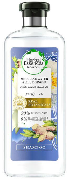 Herbal Essences شامبو نقاء ماء ميسلر والزنجبيل الازرق 400 مل