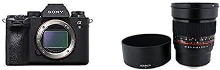كاميرا سوني A9II بدون مراة 24.2 ميجابكسل الإطار الكامل بدون مراة ILCE9M2، هيكل فقط مع Rokinon 85M-E 85 ملم F1.4 عدسة ثابتة لسوني ، E-Mount وكاميرات أخرى ، أسود