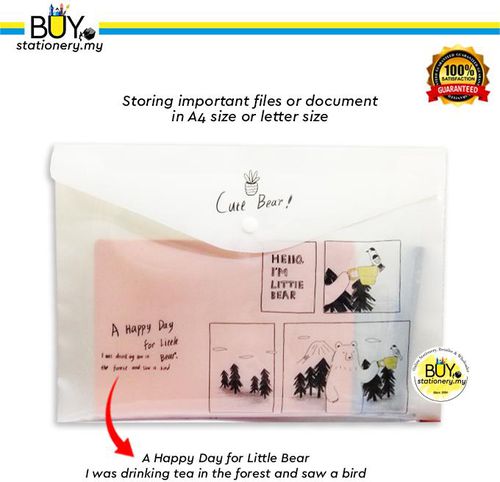 Buystationery A4 White Document File Cute Bear - (PCS)