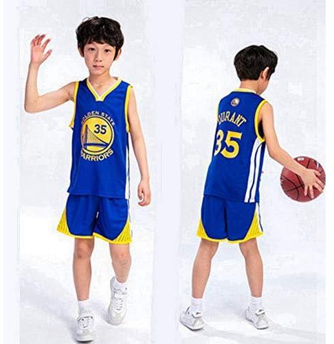 قميص جيرسي للاطفال - فريق غولدن ستايت ووريورز رقم 30 ستيفن كاري لكرة السلة، ملابس رياضية عالمية بدون اكمام وشورت جيرسي (3XS~2XL)، M125~135CM