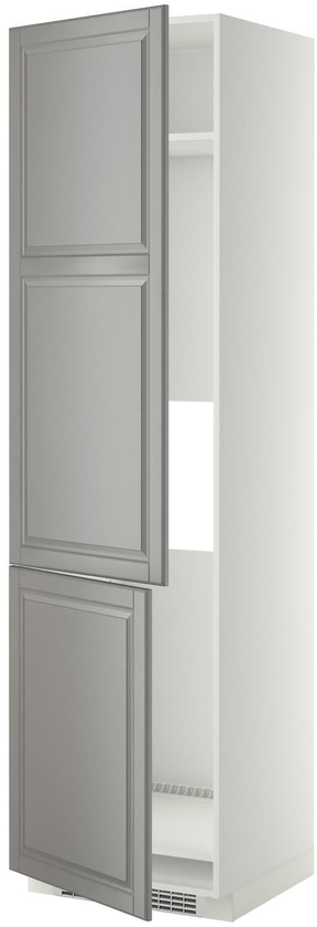 METOD خزانة عالية لثلاجة/فريزر+2 باب - أبيض/Bodbyn رمادي ‎60x60x220 سم‏