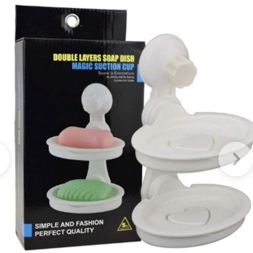Bathroom Double Layers Soap Holder With Suction Cup