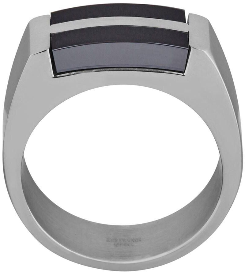 Guy Laroche Stainless Steel Ring for Men, Black and Silver, Sz 64, 4TX001AV-64